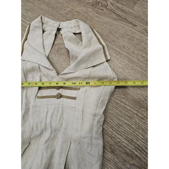 Barbara Barbara Women’s Halter Beige Jumpsuit Wideleg Size 4 - Picture 5 of 9